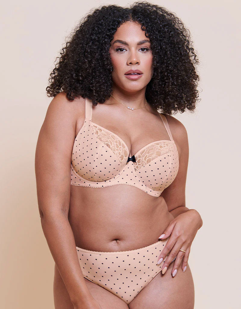 Curvy Kate Spellbound Printed Balcony Bra Cream Polka Dot Print - Image 2